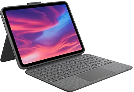 Logitech Combo Touch, étui clavier détachable pour iPad (10e génération et A16) avec pavé tactile, clavier rétroéclairé de taille standard et technologie Smart Connector, AZERTY Français - Gris