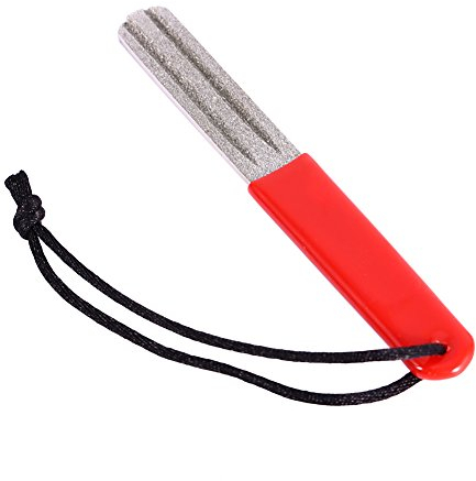 Hook Sharpener, Hook Diamant Whetstone Angelhaken Schärfen Datei Tool Zubehör für Outdoor-Angeln(Dual Grooving-rot)