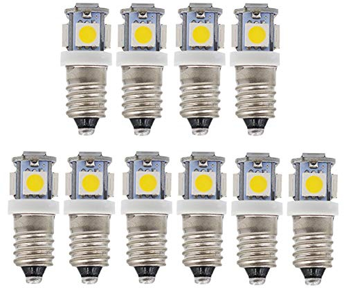 GutReise LED-Leuchtmittel, 10 Stück E10 3V Warmweiß 5 SMD, 0,5 W 40Lm (10 Stück (1er Pack), Warmweiß)