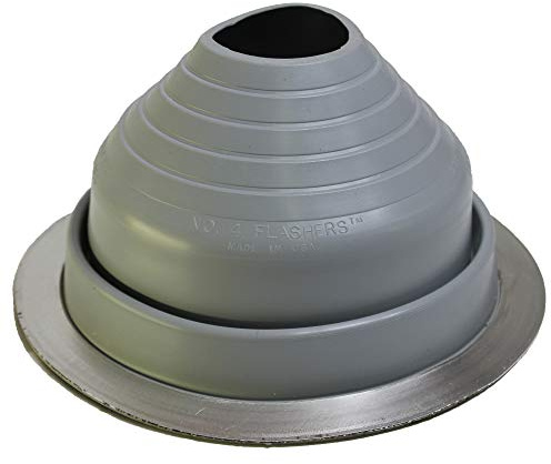 Flashers #4 Grey EPDM Round Flexible Roof Jack Pipe Boot Metal Roofing Pipe Flashing (Pipe OD 3 to 6-1/4) - 100% Made in The USA
