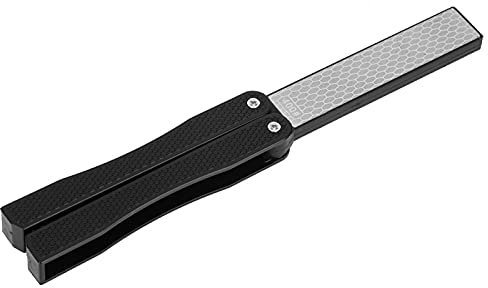 Aiguiseur d'outils de jardin, aiguiseur de couteaux diamant de poche pliable, ciseaux double face de grain 400/600, sécateurs, élagueurs ou pierre à aiguiser de lame(Noir)
