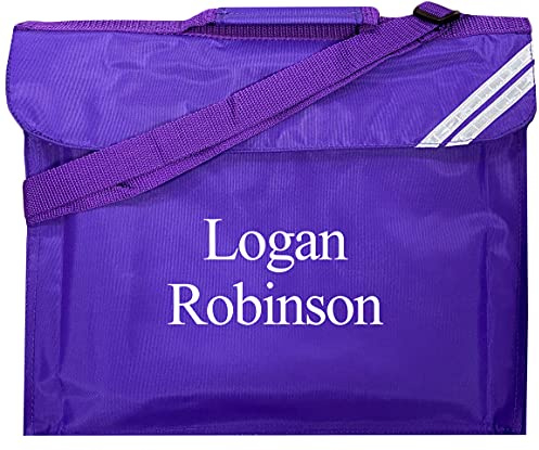 Kids Essentials Personalised Name School Book Bag Embroidered Colours Back to School Bag (Purple)