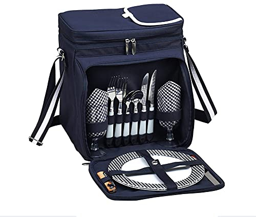 UCARE Picknicktasche für 2 Personen, wasserdicht, isoliert, Weinkühltasche, Lunchtasche mit isoliertem Kühlfach, für Picknick, Strand, Camping, Grillen, Outdoor Abnehmbarer Flaschen-/Weinhalter