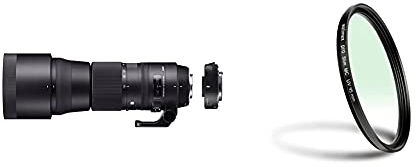 Sigma 150–600 mm F5–6.3 DG OS HSM modernes Objektiv mit tc-1401 Konverter Kit für Nikon Kamera & Walimex Pro UV-Filter Slim MC 95mm schwarz