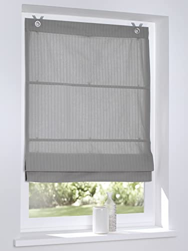 Raffrollo Ösenrollo Verlock gestreift Blickdicht grau Breite 45 x Höhe 140 cm