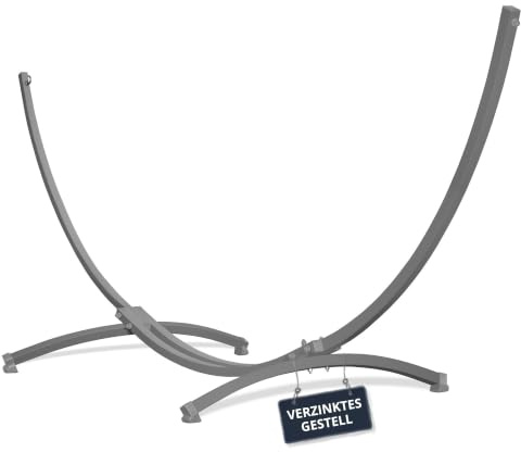 Potenza Gestell Outdoor Hängemattengestell XXL 365cm, 220kg I Gestell für Hängematten, Rahmen aus Verzinkter Stahl wetterfest (Grau)