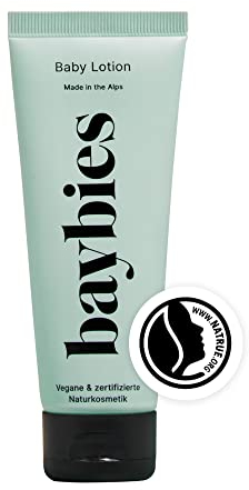 BAYBIES Baby Pflegelotion 75ml | Zertifizierte Naturkosmetik | Milde Pflegecreme für trockene Baby- und Kinderhaut | Parfümfrei & Vegan