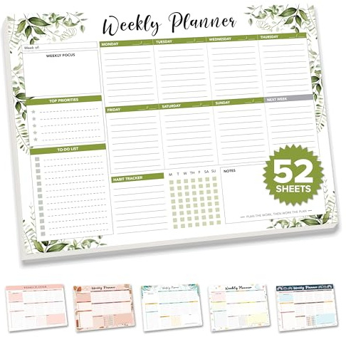 Decorably 52 Sheets Forest Undated Weekly Planner Pad