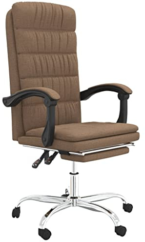vidaXL Bürostuhl mit Liegefunktion Chefsessel Drehstuhl Sportsitz Bürosessel Schreibtischstuhl Gamingstuhl Racing Stuhl Braun Stoff