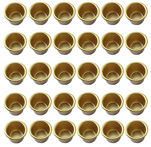 30 Stück Kerzeneinsatz aus Metall Kerzenhalter Mini Creative Mini Kerzenhalter aus Metall für Baumkerzen Puppenkerzen Pyramidenkerzen Tafelkerzen und Teelichter Teelichthalter Gold