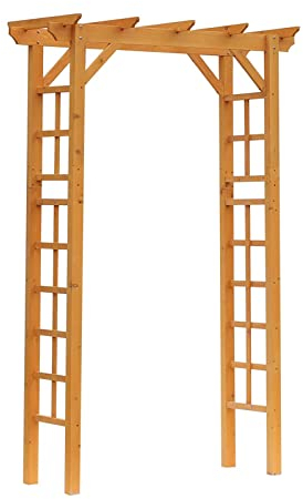 XIAOZHUANGXIONG Wood Steel Outdoor Garden Arched Trellis Arbor with Natural Fir Wood & Side Panel for Climbing Vines, Orange