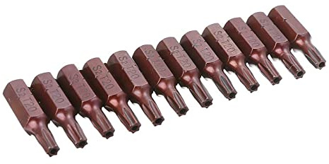 12 puntas de destornillador de cabeza Torx magnéticas de acero S2 de 1/4 de vástago hexagonal Torx de seguridad (hueco T27)