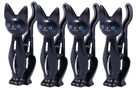 BESPORTBLE Bag Clips Bag Clips Cat-Shaped, 4Pcs Cat Chip for Food Storage, Snack and Chips - Cartoon Clothes Household Sealing Clothespins
