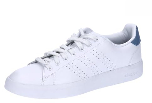 adidas Herren Advantage Premium Leather Shoes, Cloud White/Cloud White/Crew Blue, 43 1/3 EU