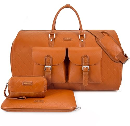 ITIEZY Kleidersack für Reisen, wandelbar, Handgepäck, Seesack für Herren, 3 Stück, Kunstleder, wasserdicht, große Wochenendtasche für Herren, 2-in-1 zum Aufhängen, Koffer, Anzug, Kleid, Business,