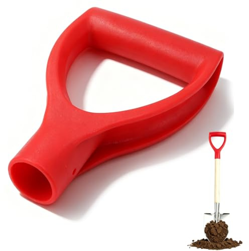 Shovel D Grip Handle 3.2cm/1.26in Inside Diameter Plastic Spade Grip Shovel Handle Replacement for Digging Raking(Red)