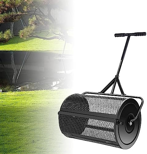OSBELE Esparcidor de abono de 24, esparcidor de turba con Mango en T Mejorado, esparcidor de Malla metálica liviano y Duradero para sembrar,Black-Separate40x60cm