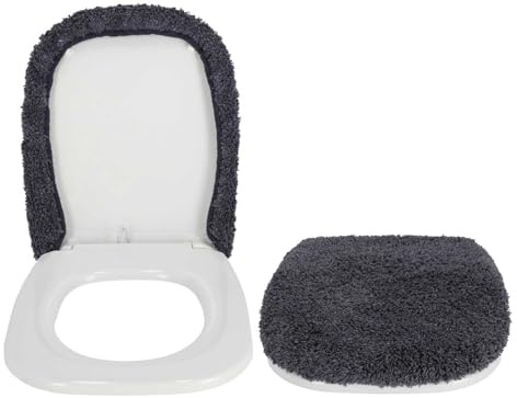 Casatessile Toilettensitzbezug aus Samt 50X50 cm. Großformat Weiche Achsenkappe, Sitzbezug Water, Universalabdeckung - Grigio Antracite