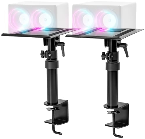 Duronic SPS25 Lautsprecherständer, 2 Universelle Boxen Tischhalterung, Höhenverstellbar, Drehbar, Neigbar, Boxenständer für Satellitenlautsprecher, Heimkino, Recording Studio, HiFi Monitor Stativ