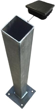 LeMétal – Poteau carré acier 100x100x3 mm (100 cms) - Longueur au choix de 50 à 300 cms - Bouchon plastique offert !