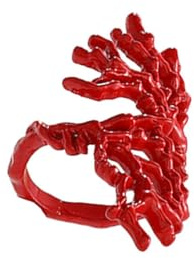 SHINROAD Bague d'artisanat Exquis Corail Rouge pour Femmes, Alliage Lisse ajouré, Style Hip Hop exagéré, Manchette réglable, Bracelet pour Dame, fête Quotidienne Rouge