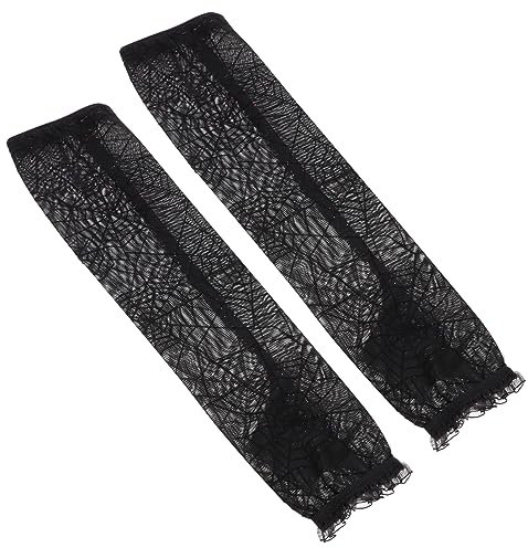 COLLBATH 1paar Halloween Fingerlose Netz-handschuhe Für Damen Und Herren Spider-web Design Party Cosplay Accessoire Mit Glitzer Für Festlichkeiten Und Besondere Anlässe