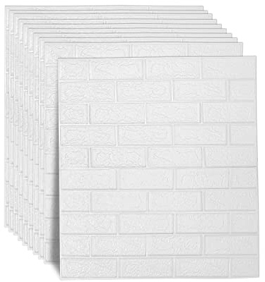 Herrselsam 3D Wandpaneele Selbstklebend 20 Stück, Ziegel Tapeten Steinoptik 77 x 70CM, Steintapete Wandaufkleber Wasserdicht Wandtapete Klebetapete für Schlafzimmer, Küche, Badezimmer, Wohnzimmer