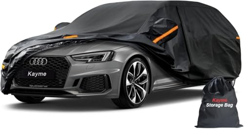 kayme 7 Schichten Autoabdeckung Wasserdicht Atmungsaktiv, Vollgarage Autoplane Kompatibel mit A4/A5 Avant, Volvo V60, 3er Touring, Passat Estate, Octavia Combi, Abdeckplane für Kombi(Bis zu 485cm) 2XL