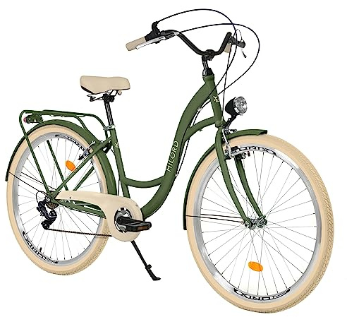 MILORD Damenfahrrad Citybike Komfort Retro Bike Hollandrad Vintage Fahrrad, 26, 28 Zoll, 7-Gang