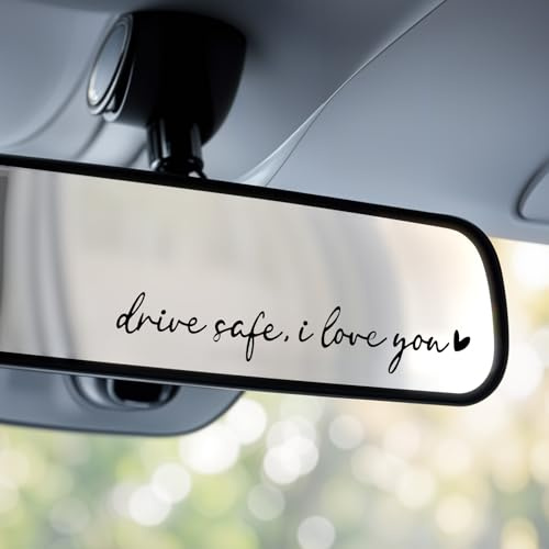 LLOUSSAK 4 Stück I Love You Drive Safe Spiegel Aufkleber, Vinyl Rückspiegel Aufklebers, Autoaufkleber Aufkleber für Spiegel, Autodekoration Geschenk für Fahrer Frauen Männer
