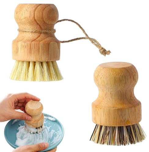 2 cepillos de cocina para verduras, cepillo de madera para champiñones, para limpiar platos, ollas, champiñones o verduras en la cocina