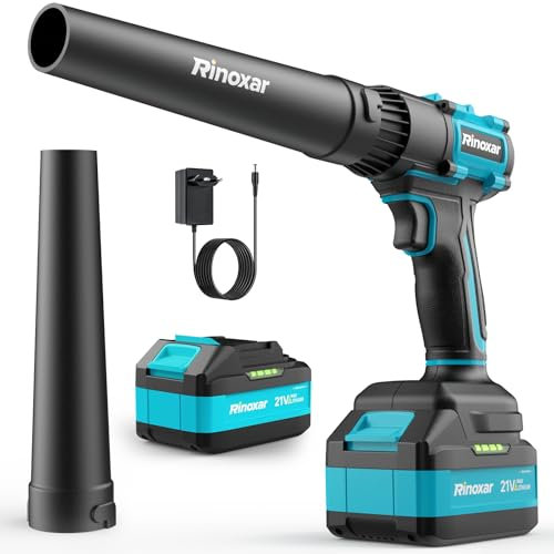 Soffiatore a Batteria, 200km/h 400CFM Mini Soffiatore per Foglie Con Batteria 5200mAh, Motore Brushless Aggiornato, Regolazione Velocità Senza Gradazione, Innovativo Design Antirumore