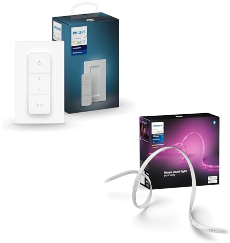 Philips Hue Indoor 10m Smart LED Solo Lightstrip Basis-Set, 1er-Pack Dimmschalter Steuerung mit der Hue App, Funktioniert mit Alexa, Google Assistant und Apple HomeKit