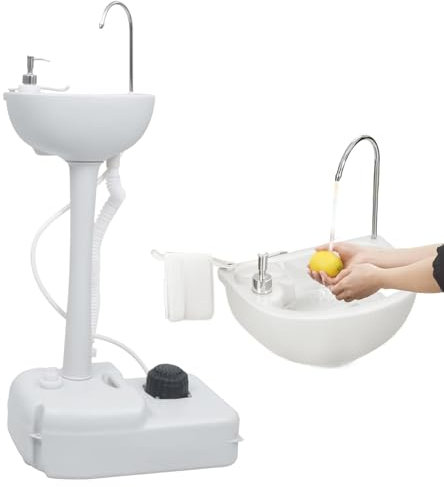 Naturalpowev Lavandino da Campeggio, Stazione lavamani Portatile con Supporto per lavabo da 17 Litri, portasciugamani e Dispenser di Sapone, per Eventi all'aperto, luoghi di Lavoro,Washbasinonly