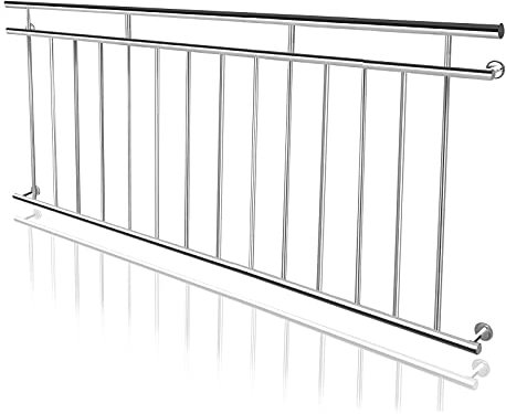 Aufun Balcone francese, 184 x 90 cm, ringhiera in acciaio inox, ringhiera con 14 barre di riempimento, ringhiera per balcone, ringhiera per finestre esterne