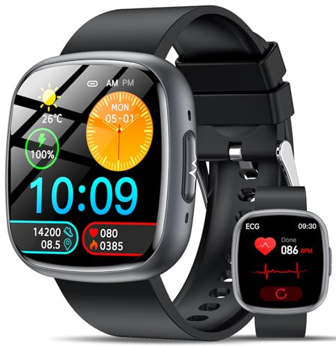 Lgnitek 2025 Smartwatch mit EKG+HRV/BMI/Harnsäure, 1.75'' HD Gesundheitsuhr Herren Damen mit 24H Blutdruck, Herzfrequenz, Körpertemperatur, SpO2, Schlafmonitor, Fitnessuhr für Android iOS