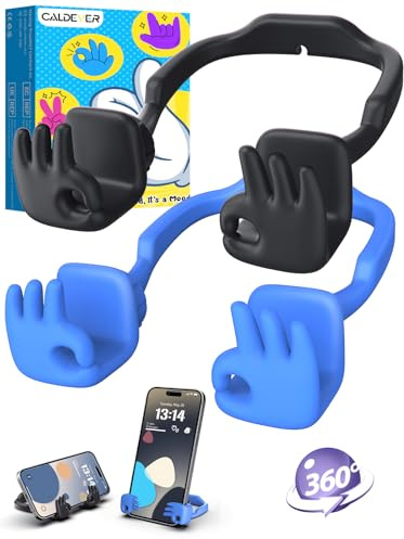 Stocking Stuffers for Teenage Boys Girls Mens Gifts Phone Stand for Desk | Christmas Funny Gifts for Women Kids Adults Xmas Presents for Dad Mum Upgrade Adjustable OK Sign Phone Holder 2P Blue&Black