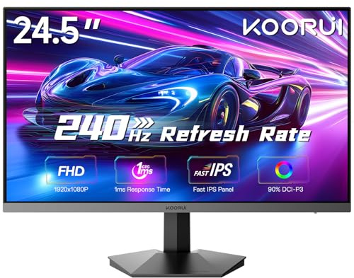 KOORUI 24 Inch 240Hz Gaming Monitor, FHD 1080P Fast IPS Computer Monitor,1 ms, Adaptive Sync, HDR400, 99% sRGB, Low Blue Light Eye Care, HDMI 2.0 / DP 1.4, VESA, Tilt, for PC, PS5, Xbox, G2511X