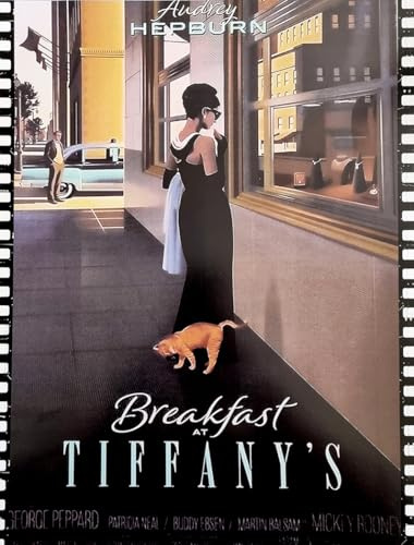 KUSTOM ART Poster Decorativo da Parete Serie Locandine Film Celebri Breakfast at Tiffany's Audrey Hepburn Stampa Artistica su Cartoncino 40x30cm Senza Cornice