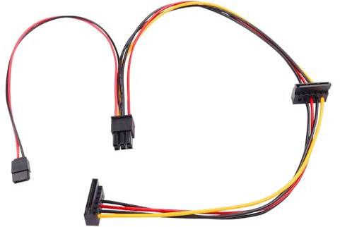 ELFJMZP ATX 6Pin a Dual SATA 15Pin + SATA 6Pin Adaptador Cable de Extensión Para Discos Duros Mecánicos, Unidades de Estado Sólido, Unidades Ópticas (19.6 in/50cm)