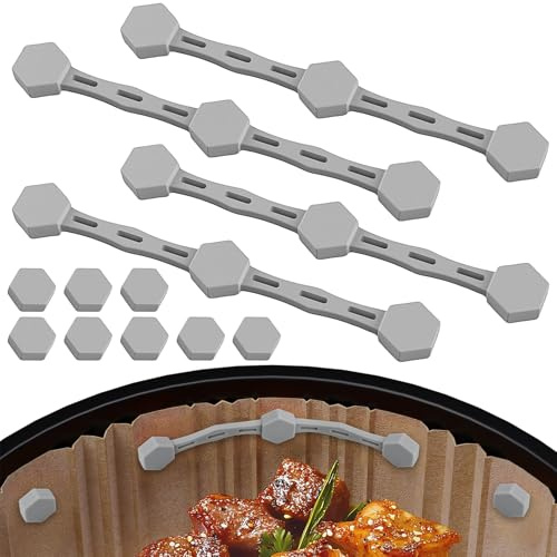 Culinavog 4 Juegos Imanes para Papel Freidora Aire, Compatibilidad Universal 4 Tiras Silicona 8 Hebillas Accesorios, Juegos Hebilla Silicona con Imán Freidora Aire para Freidora Aire Que Protegen