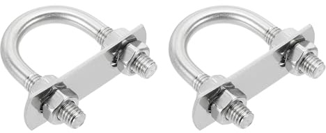 sourcing map M8 U-Bolts, 2 Sets 25mm(0.98) Inner Width 54mm Length 304 Stainless Steel Round Bend U Clamp with Nuts and Plates for Ski Boat, Fishing Boat