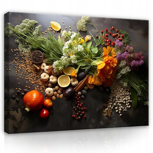 WallArena Leinwand Bilder 120x80 cm | Gewürze, Leinwandbilder, Bild auf leinwand, Format: 120x80 cm (BxH) - einteilig auf Canvas Leinwand. Das Leinwand