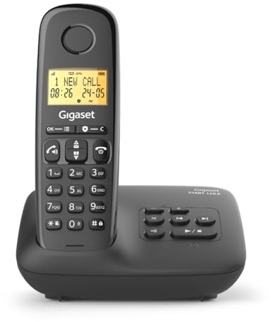 Gigaset Start 120A - Téléphone DECT sans Fil avec répondeur, Blocage d’appels, Écran rétroéclairé de 1,5, appels Mains Libres, Jusqu'à 11 Heures d'autonomie, Anthracite [Version Française]