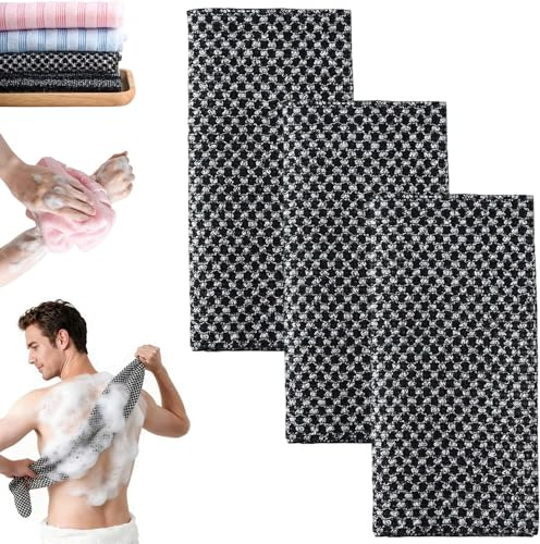 Serviette De Douche Exfoliante, 3 Pièces Serviette Exfoliante, SéChage Rapide, Facile à Utiliser, Portable Et Unisexe (3PC)
