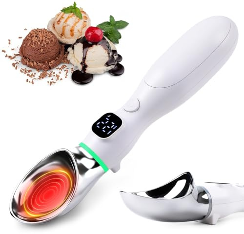 Beheizter Eisportionierer,Wiederaufladbarer Eisportionierer mit LED-Anzeige,Elektrischer Eis Portionierer mit Temperaturanzeige,3 Temperaturen50/60/70℃,4000mAh Kapazität,IP67 Wasserdicht,Verbrühschutz
