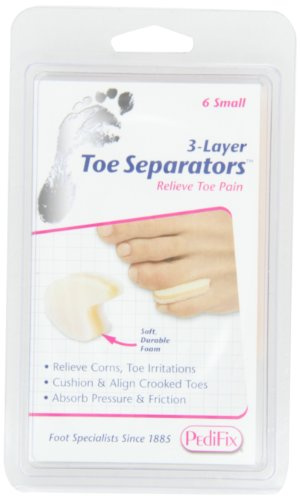 Pedifix 3-layer Toe Separators, 6-Count (Pack of 2), Small