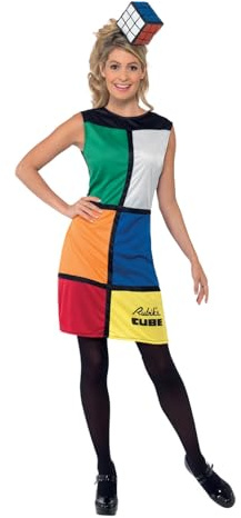 Rubik Würfel Damenkostüm mit Haarband Kleid und Tasche, Large