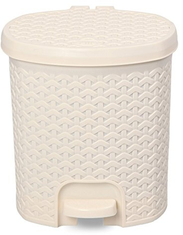 CELLO Classic Plastic Pedal Bin, 6 Liters, Ivory