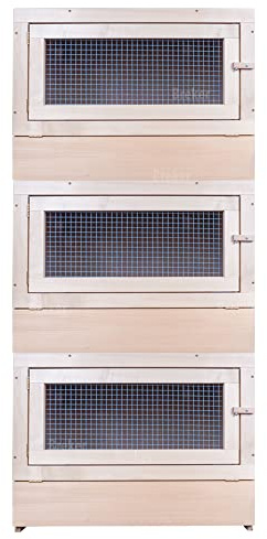 Kaninchenstall 3 Abteilungen - Holzvorderfront - 60 x 60 - ohne Bodenrost